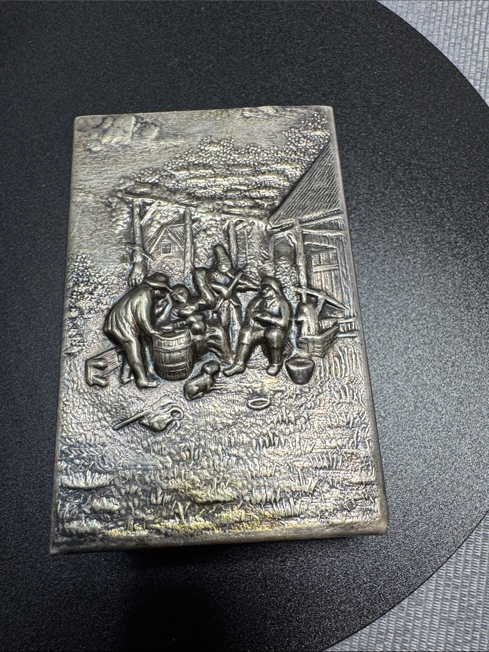 VTG Source Unknown Silver-Tone Relief Holder Napkins Possibly?